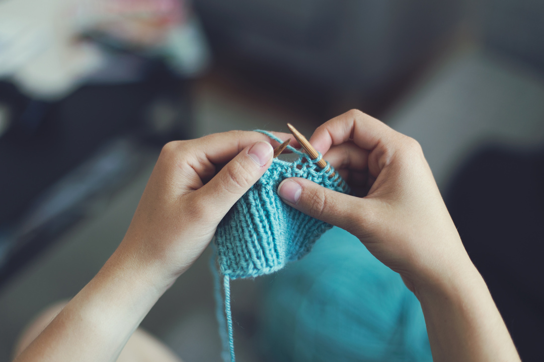 Person Knitting at Home